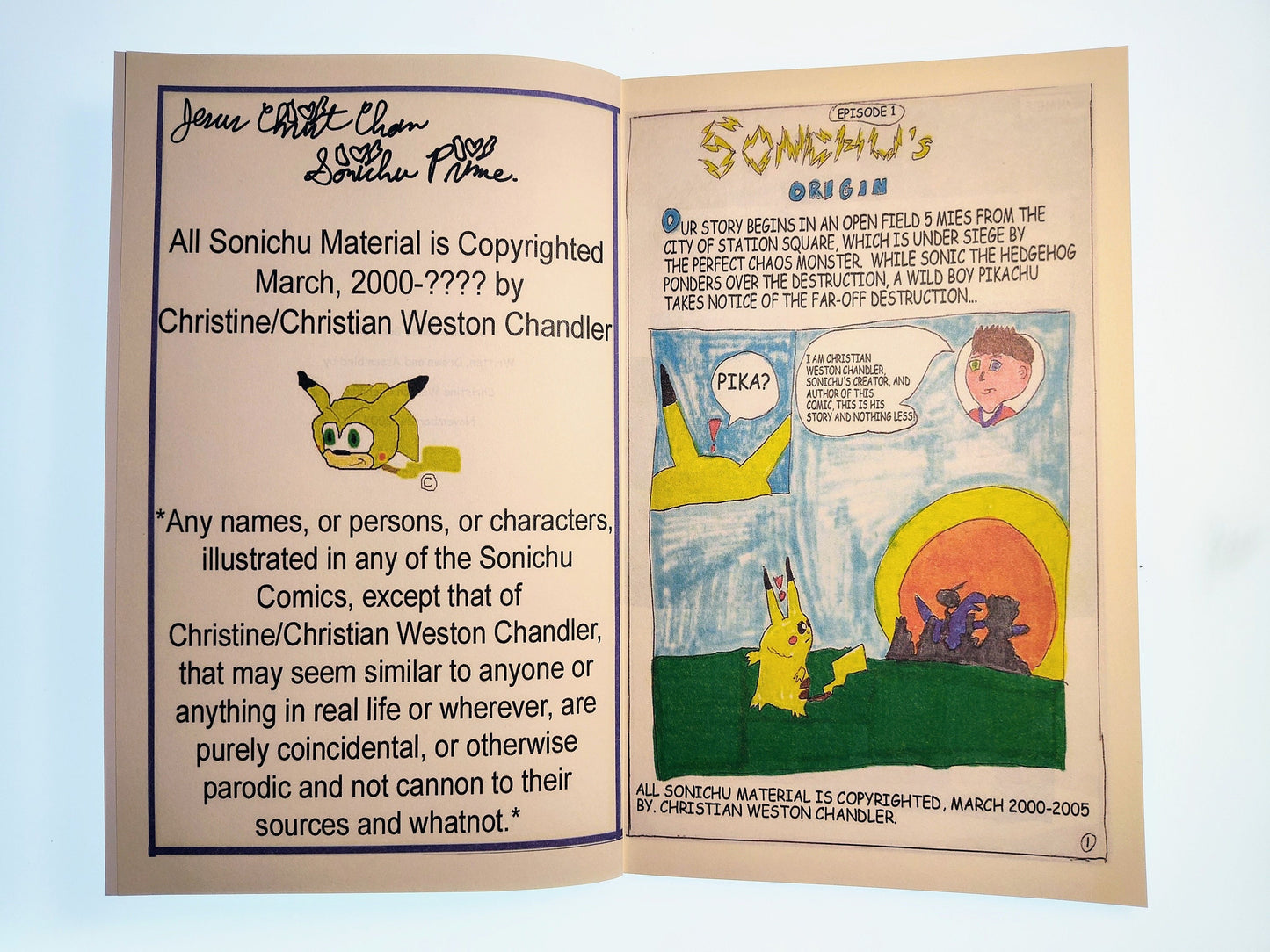 SONICHU vol 0: Autographed Print Comic